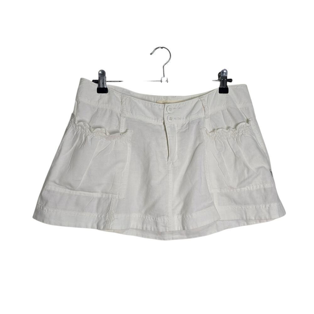 Abercrombie & Fitch Y2K White Cotton Mini Skirt Size 2 Pockets Low Rise